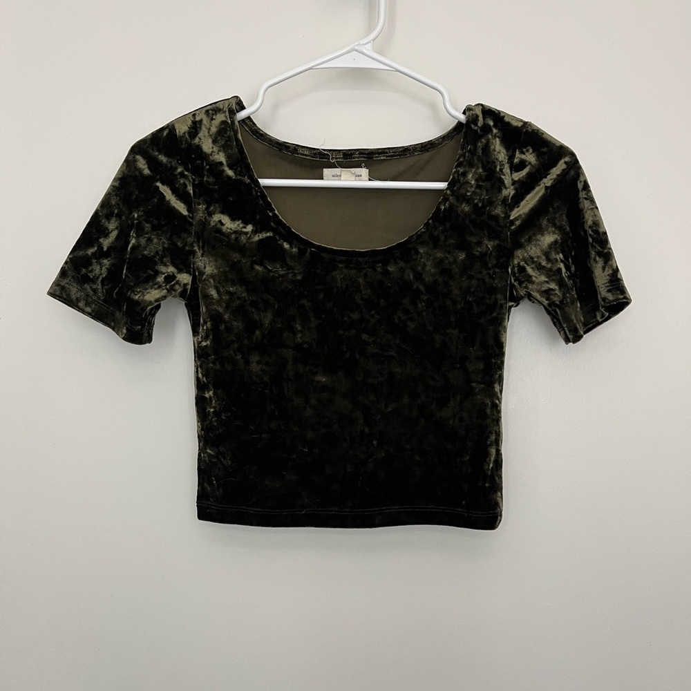 Silence + Noise velvet crop top, taupe